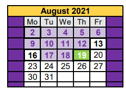 District School Academic Calendar for Crane Middle School for August 2021