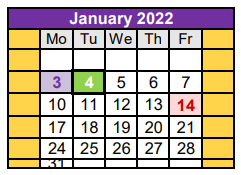 District School Academic Calendar for Crane Elementary School for January 2022