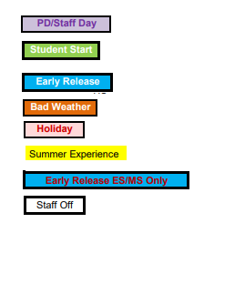 District School Academic Calendar Legend for Crane Elementary School