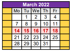 District School Academic Calendar for Crane Middle School for March 2022