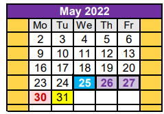 District School Academic Calendar for Crane Middle School for May 2022