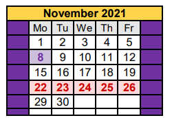 District School Academic Calendar for Crane Middle School for November 2021