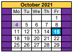 District School Academic Calendar for Crane Middle School for October 2021