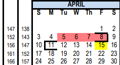 District School Academic Calendar for Axtell/bruceville-eddy Learning Ce for April 2022