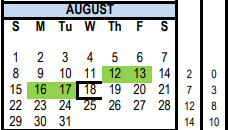 District School Academic Calendar for Challenge Academy for August 2021