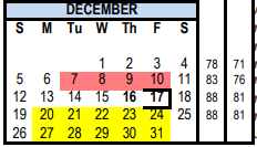 District School Academic Calendar for Crawford High School for December 2021