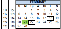 District School Academic Calendar for Opportunity Learning Center for February 2022