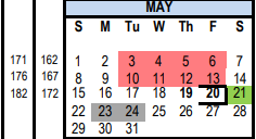 District School Academic Calendar for Crawford Middle School for May 2022