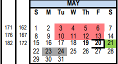 District School Academic Calendar for Challenge Academy for May 2022