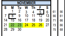 District School Academic Calendar for Challenge Academy for November 2021