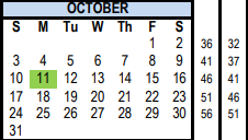 District School Academic Calendar for Axtell/bruceville-eddy Learning Ce for October 2021