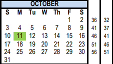 District School Academic Calendar for Crawford Middle School for October 2021