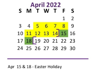 District School Academic Calendar for Ozona Primary for April 2022