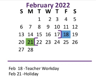 District School Academic Calendar for Ozona Middle for February 2022