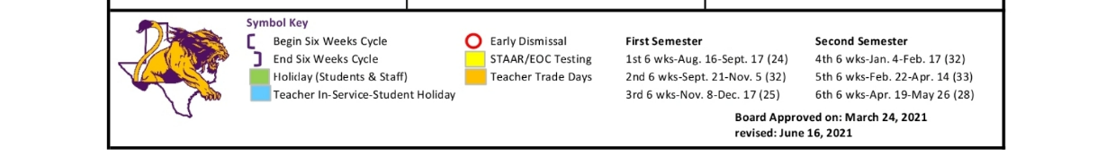 District School Academic Calendar Key for Ozona Middle