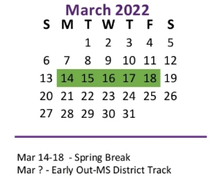 District School Academic Calendar for Ozona Intermediate for March 2022