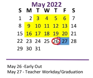 District School Academic Calendar for Ozona Primary for May 2022