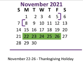 District School Academic Calendar for Ozona Middle for November 2021