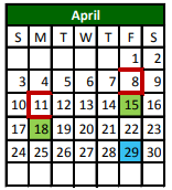 District School Academic Calendar for Ralls High School for April 2022