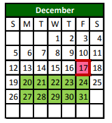 District School Academic Calendar for Cross Roads High School for December 2021