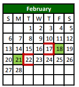 District School Academic Calendar for Cross Roads Junior High for February 2022
