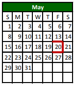 District School Academic Calendar for Recovery Education Campus for May 2022