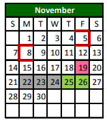 District School Academic Calendar for Ralls Middle for November 2021