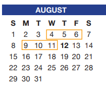 District School Academic Calendar for Sue Crouch Intermediate School for August 2021