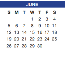 District School Academic Calendar for Bess Race Elementary for June 2022