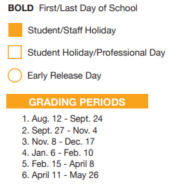 District School Academic Calendar Legend for North Crowley High School