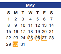 District School Academic Calendar for North Crowley H S 9th Grade Campus for May 2022