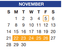 District School Academic Calendar for North Crowley H S 9th Grade Campus for November 2021