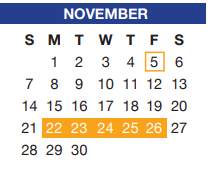 District School Academic Calendar for Sue Crouch Intermediate School for November 2021