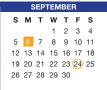 District School Academic Calendar for Crowley Middle for September 2021