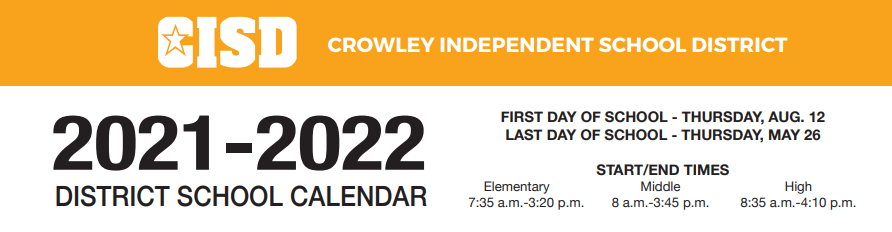 District School Academic Calendar for Crowley Alternative School