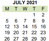 District School Academic Calendar for Benito Juarez for July 2021