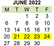 District School Academic Calendar for Sterling H Fly Jr High for June 2022