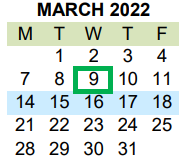 District School Academic Calendar for Lorenzo De Zavala for March 2022