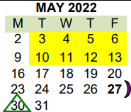 District School Academic Calendar for Dr Tomas Rivera for May 2022