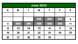 District School Academic Calendar for Hunt Elementary for June 2022
