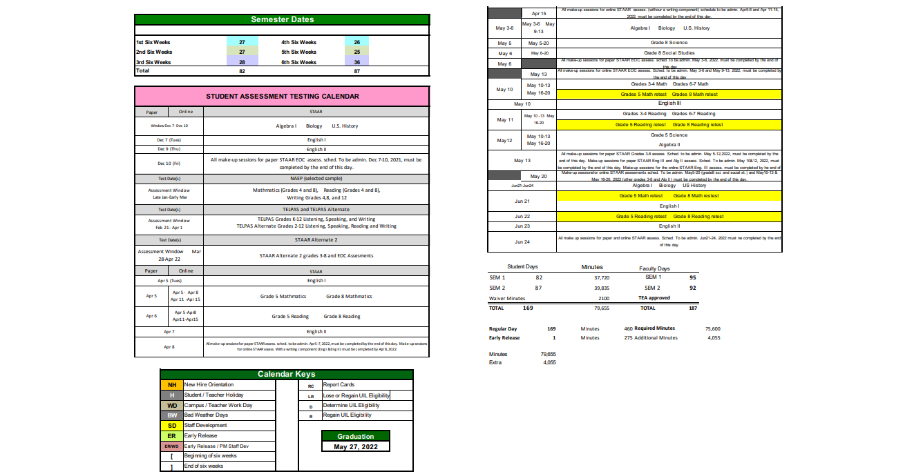 District School Academic Calendar Key for Cuero High School