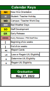 District School Academic Calendar Legend for French Elementary