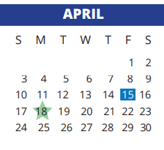 District School Academic Calendar for Sampson Elementary for April 2022