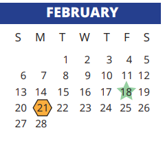 District School Academic Calendar for Post Elementary School for February 2022