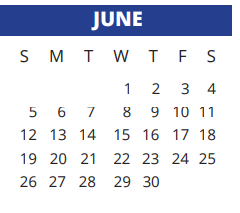 District School Academic Calendar for Millsap Elementary School for June 2022