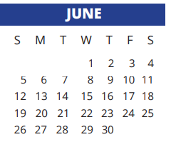 District School Academic Calendar for Sampson Elementary for June 2022