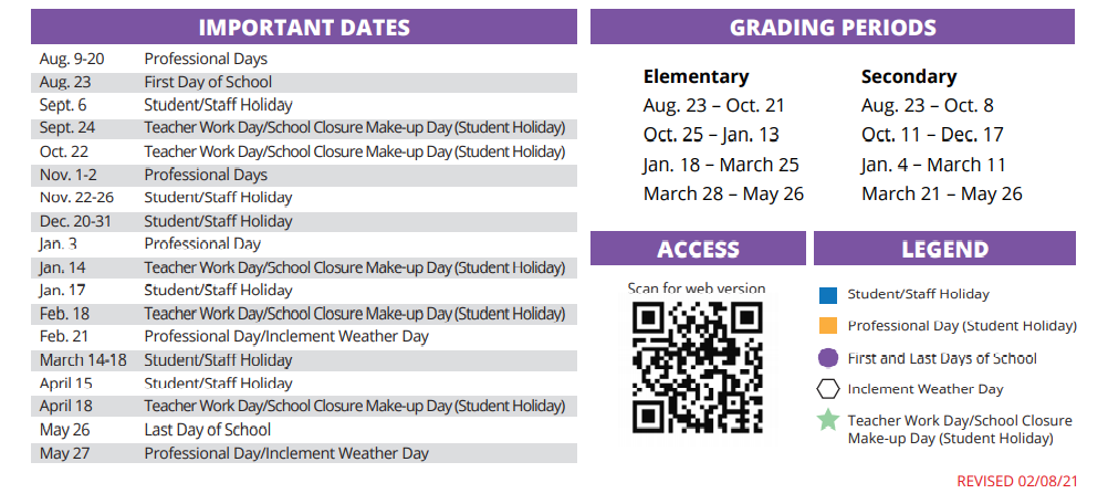 District School Academic Calendar Key for Owens Elementary School