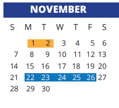 District School Academic Calendar for Hamilton Middle School for November 2021