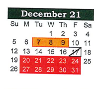 District School Academic Calendar for Daingerfield High School for December 2021