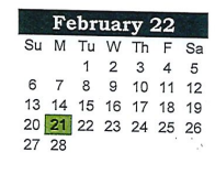 District School Academic Calendar for South Elementary for February 2022